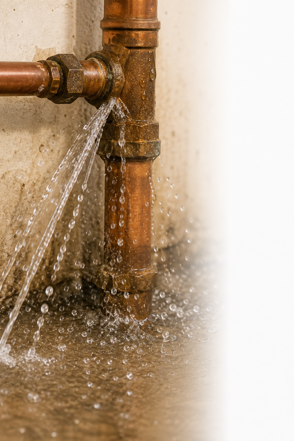 Water leaking from a home pipe